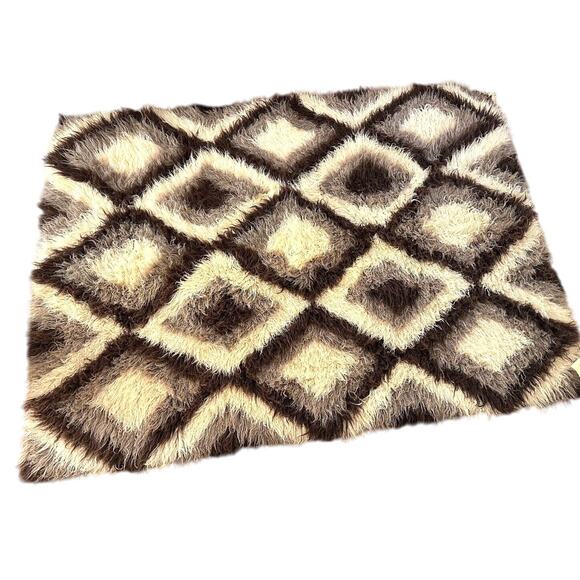 Flokati A. Kokkinos Greek Rug-MidCentury Geometric Diamond-60"x84" VERY RARE! - Picture 1 of 5